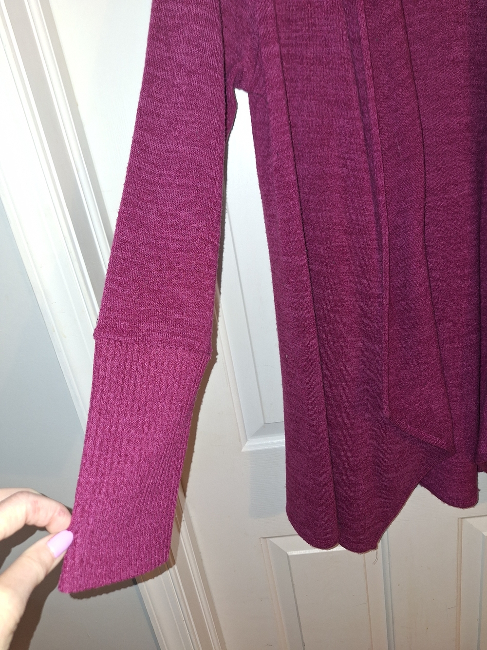 Attitudes by Renee Deep Raspberry Open-Front Draped Cardigan - Picture 3 of 5